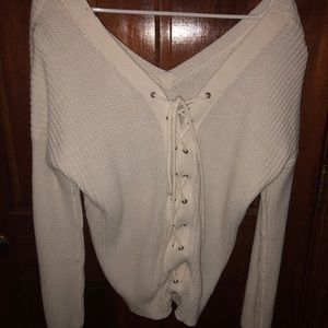 Super cute lace up sweater